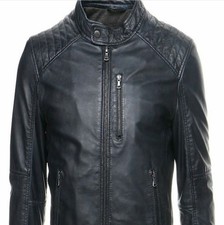 Giacca pelle uomo nera café