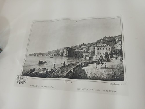 Stampa antica napoli collina - antica,