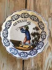 Piatto Da Parete Ceramica Gennaio Dipinto A Mano Bassano