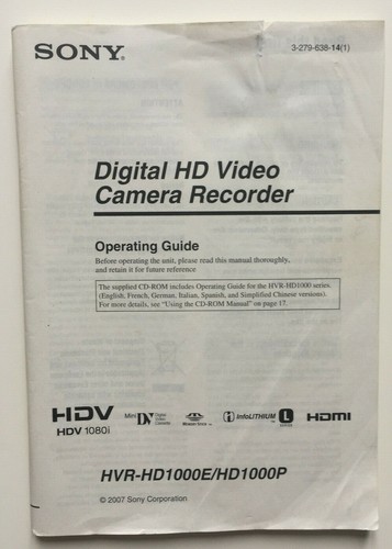Manuale uso sony digital hd - manuale,