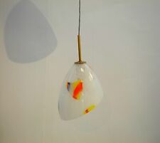 PERLA LAMPADA SOSPESIONE LA MURRINA VETRO BIANCO COLORATO MURANO MONTATURA ORO