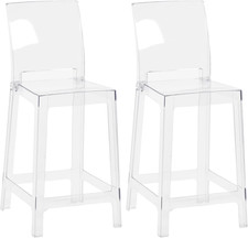 Set Di 2 Sgabelli Cucina Trasparenti in Policarbonato Sgabello Da Bar Seduta Erg