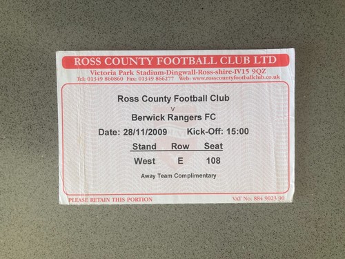 Biglietto partita ross county - partita,