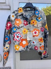 giacca di jeans donna decorazioni dipinte a mano 