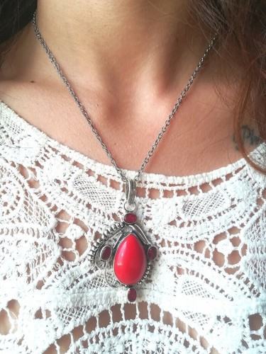 Collana pendente corallo rosso - collana,