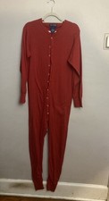 Fruit Of The Loom Red Union Suit Pigiama Uomo Vintage Grande Cotone Rosso Patta Schiena