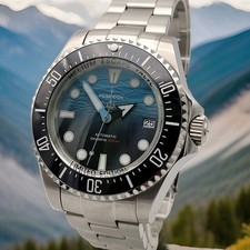 Orologio Uomo POSEIDON Blu 'Sea Dweller' Subacqueo 20ATM WR SEIKO TMI NH35 Auto Movt.