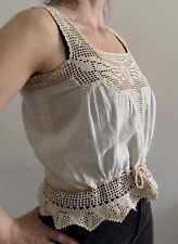 Canotta Vintage Uncinetto Canottiera Ecrù