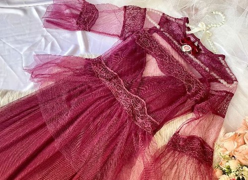 Abito tulle bordeaux - abito,