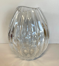 VASO VETRO MOSER CRISTALLO MOLATO FORMA GOCCIA ARREDAMENTO VASE TRASPARENTE 1980