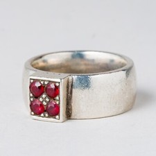 Silber Ring Rote Steine