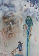 Salvador DALI: Il Balcone Immaginario, RARA STAMPA Firmata, 1949 + Certificato