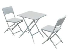 Set Da Giardino Con Tavolino e Sedie in Resina Pieghevole Balcone Terrazzo bianc