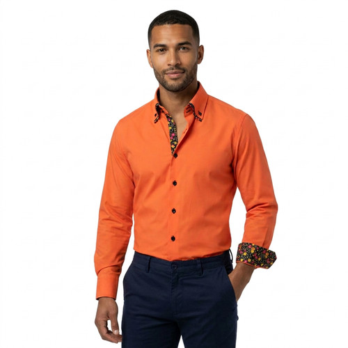 Camicia uomo arancione con - camicia,