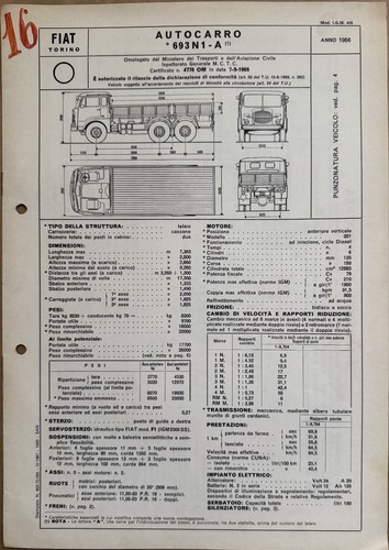 Fiat autocarro 693n1 scheda - fiat,