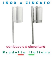 Cestino Pattumiera porta rifiuti per parco e giardino INOX - ZINCATO - arredo