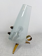 LAMPADA DA TAVOLO ANNI 50 ABATJOUR VINTAGE MID CENTURY IN VETRO E OTTONE