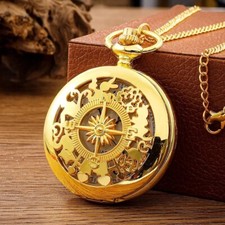 Antico Steampunk Vintage Arabo Numeri Orologio da Tasca al Quarzo Catena Pendent