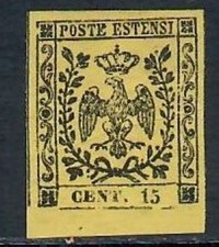1852 MODENA 15 CENT GIALLO