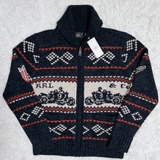 Cardigan sciallato doppio RL RRL Ralph Lauren maglione zip intera moto taglia...