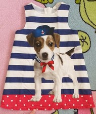 Abito estivo smanicato cagnolino su base a righe bianche e blu H&M