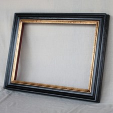 Cornice CLASSICA VINTAGE Laccata NERA + ORO in LEGNO e Pastiglia Epoca 900