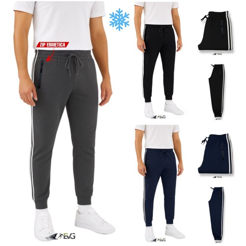 Pantalone tuta bande zip - pantalone,