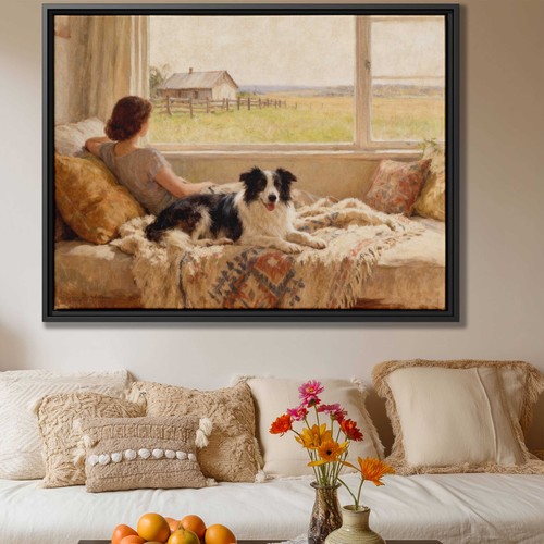Quadro olio border collie - olio,