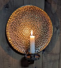 PORTACANDELE DA PARETE METALLO STILE ANTICO CANDELABRO CANDELA A BASTONE ORO ...