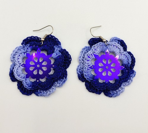 Orecchini fiore blu viola - orecchini, e