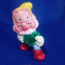 Vecchio Giocattolo Vintage LEDRA  In Gomma DOTTO Sette Nani Gnomo