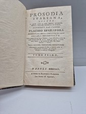 PROSODIA ITALIANA  Spadafora 1818 2 libri antichi volumi rari storia testi '800