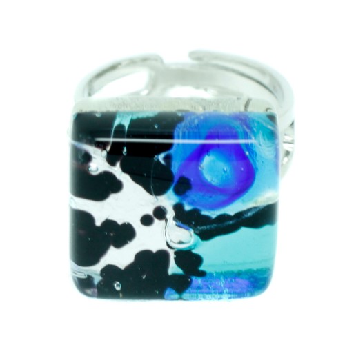 Murano vetro anello blu - blu, nero