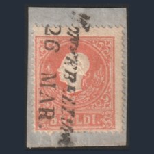 ASI 1858 Lombardo Veneto 5 soldi n. 25 Usato su Frammento Antichi Stati Italiani