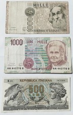 Lotto 1000 lire M. Polo 1988, 1000 lire Montessori 1990 e 500 lire Aretusa 1970