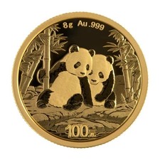 Cina 100 Yuan 2026 Orso Panda 8 g Oro 999 FDC in confezione originale pellicola