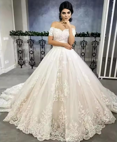 Vintage lace ballgowns wedding - lace,