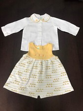 PRENATAL COMPLETO CAMICIA E SCAMICIATO PER BAMBINA 9 MESI COTONE GIALLO E BIANCO