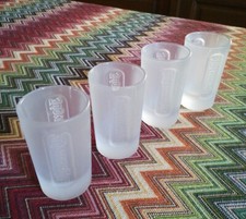 SET 4 BICCHIERI VETRO AMARO JAGERMEISTER BAR SATINATI USATI CON SEGNI