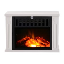 HOMCOM Caminetto Elettrico da Terra con Effetto Fiamma 600W/1200W Bianco