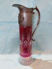 Alta Caraffa/Brocca Vintage Vetro Molato Altezza 30 Cm