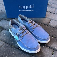*NUOVO* Scarpe da barca stringate Bugatti in pelle scamosciata blu designer suola in gomma 9