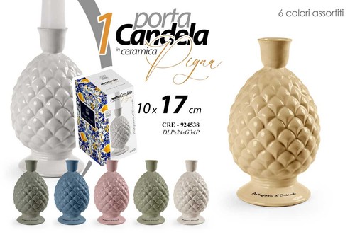 Portacandela pigna ceramica - portacandela,