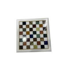 Scacchiera Quadrata Marmo 15" Tavolo Gioco da Tavolo Unico Multi Gemma Lavoro Arredamento Casa