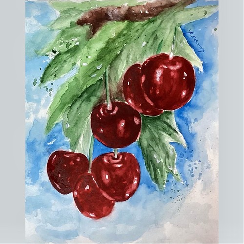 Acquerello pittura ciliegie - pittura,
