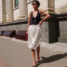 Zara Gonna Midi Satin A Pois