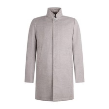 DUNO - Cappotto beige in lana tecnica con imbottitura in piuma per uomo