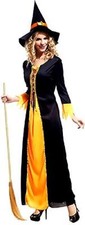 Costume Strega Carnevale Megera Maga Medievale Nero Adulti Donna L.4042