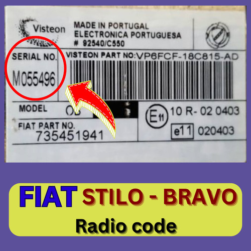 Codice pin sblocco fornito