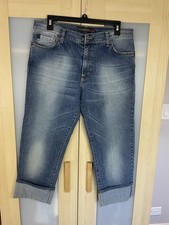 Vitamina Jeans Donna Italia Tg 10 32x26 Dritto Cropped Elasticizzato Denim Western